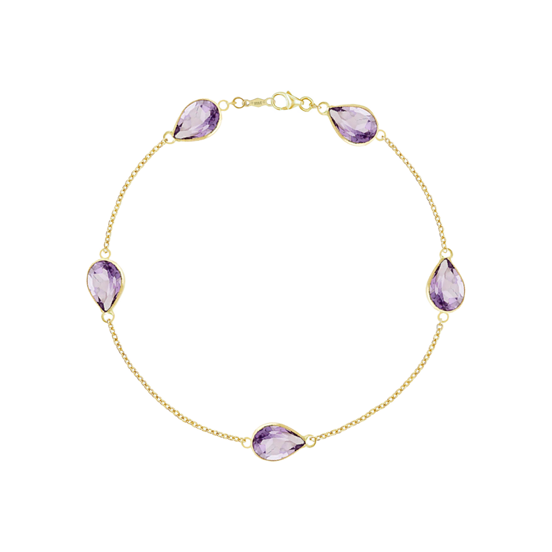 14K TEARDROP GEMSTONE CHAIN BRACELET