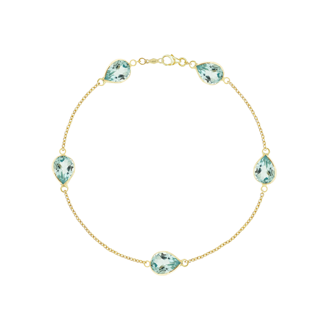14K TEARDROP GEMSTONE CHAIN BRACELET