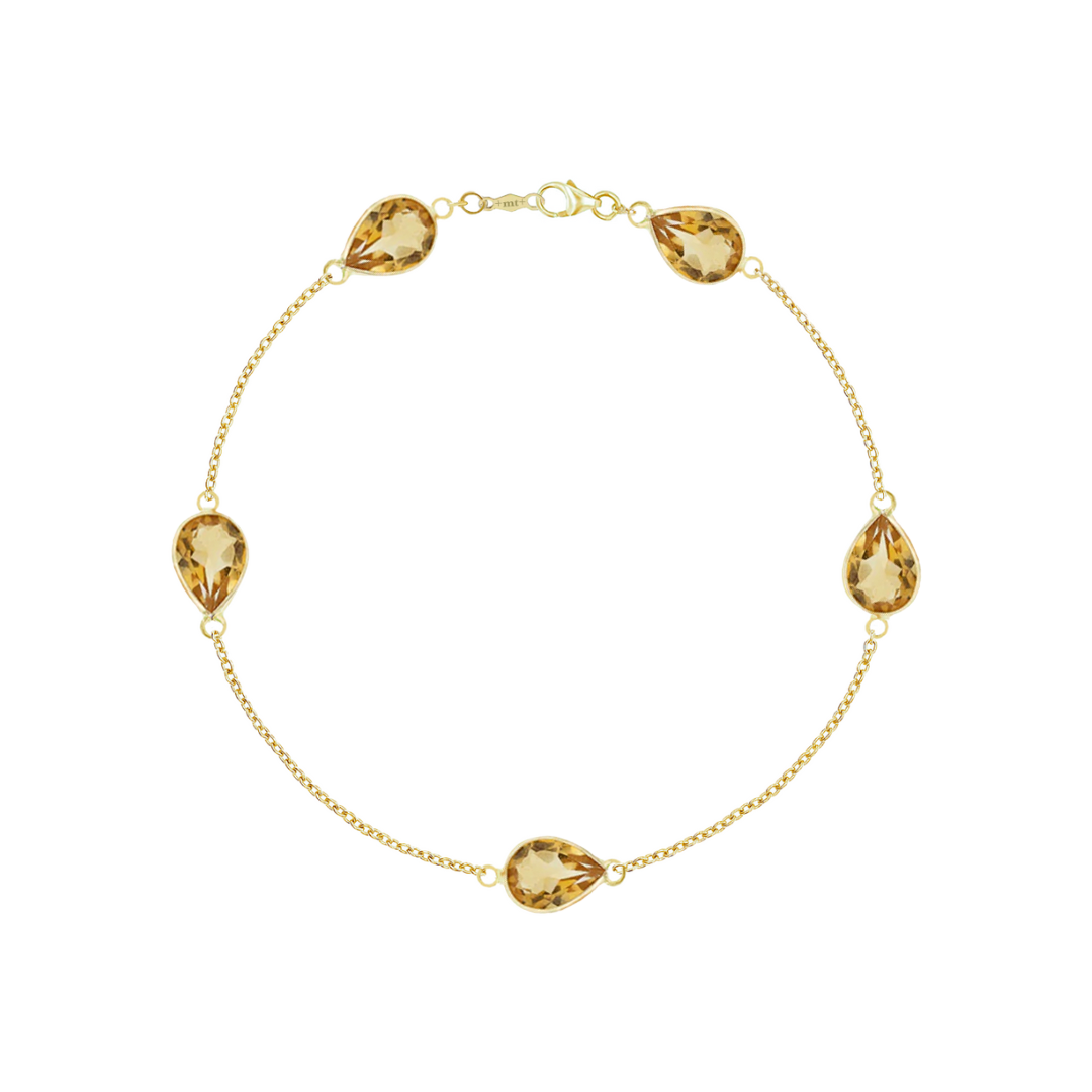 14K TEARDROP GEMSTONE CHAIN BRACELET