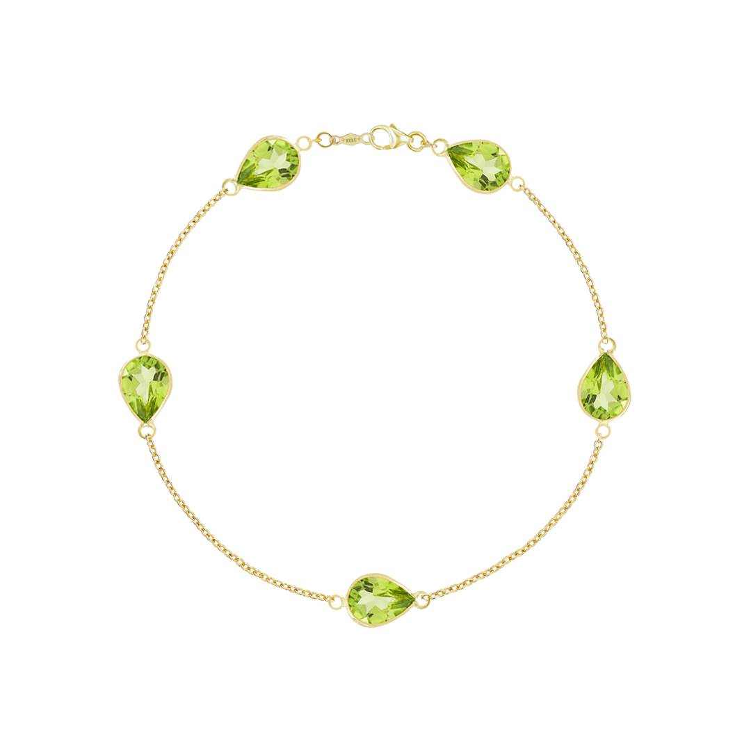 14K TEARDROP GEMSTONE CHAIN BRACELET