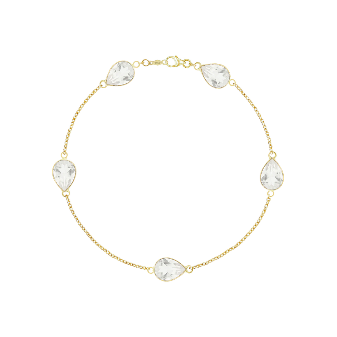 14K TEARDROP GEMSTONE CHAIN BRACELET