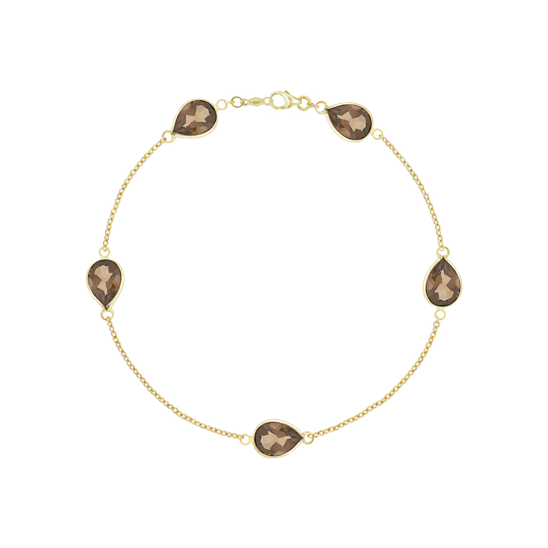 14K TEARDROP GEMSTONE CHAIN BRACELET