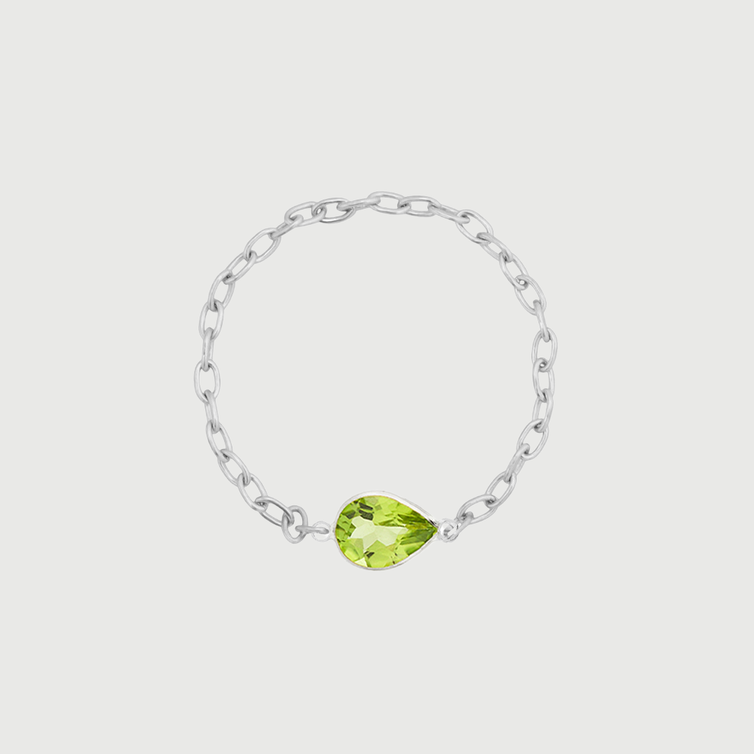 14K WHITE GOLD TEARDROP CHAIN RING