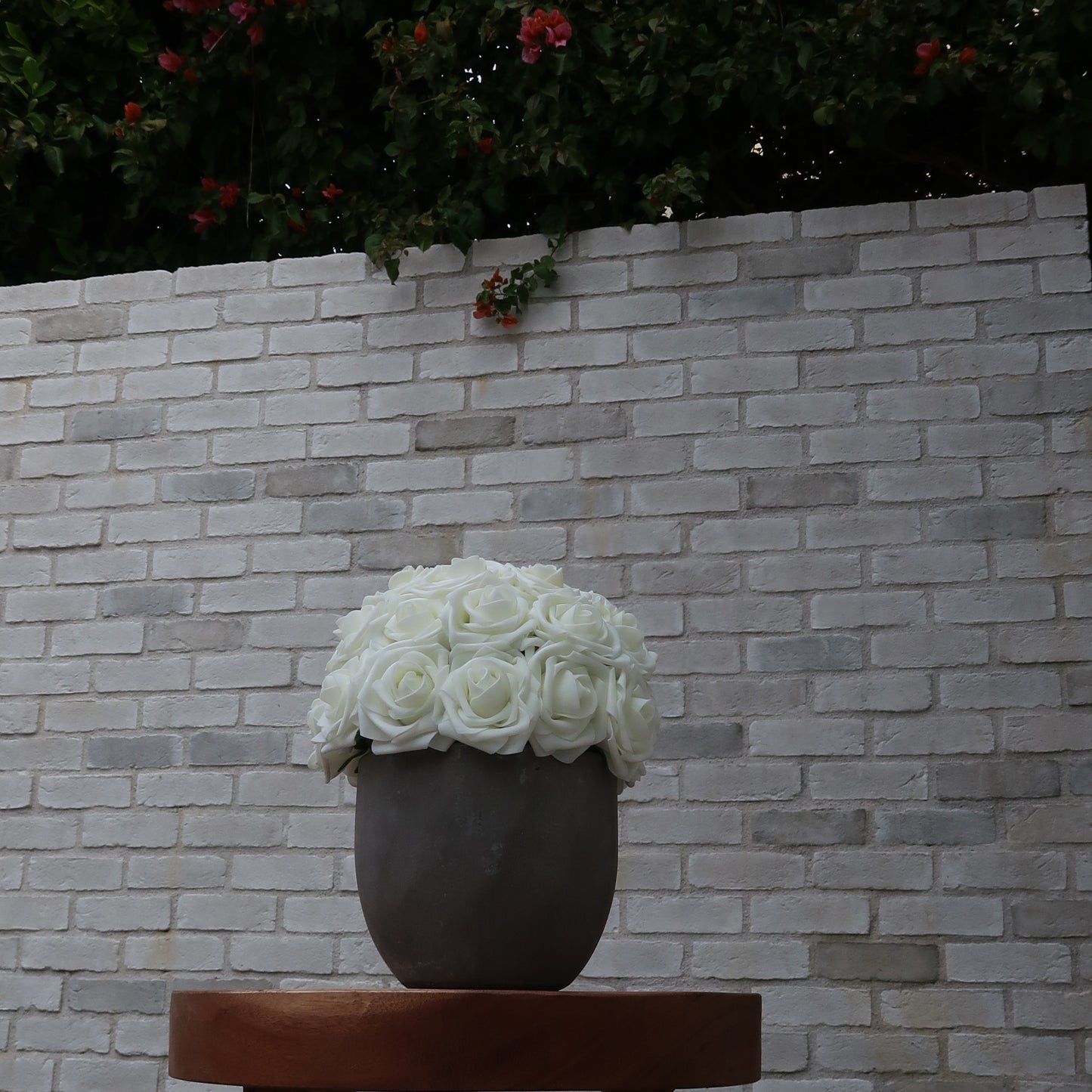 MEDIUM WHITE ROSE CEMENT FOREVER FLORALS