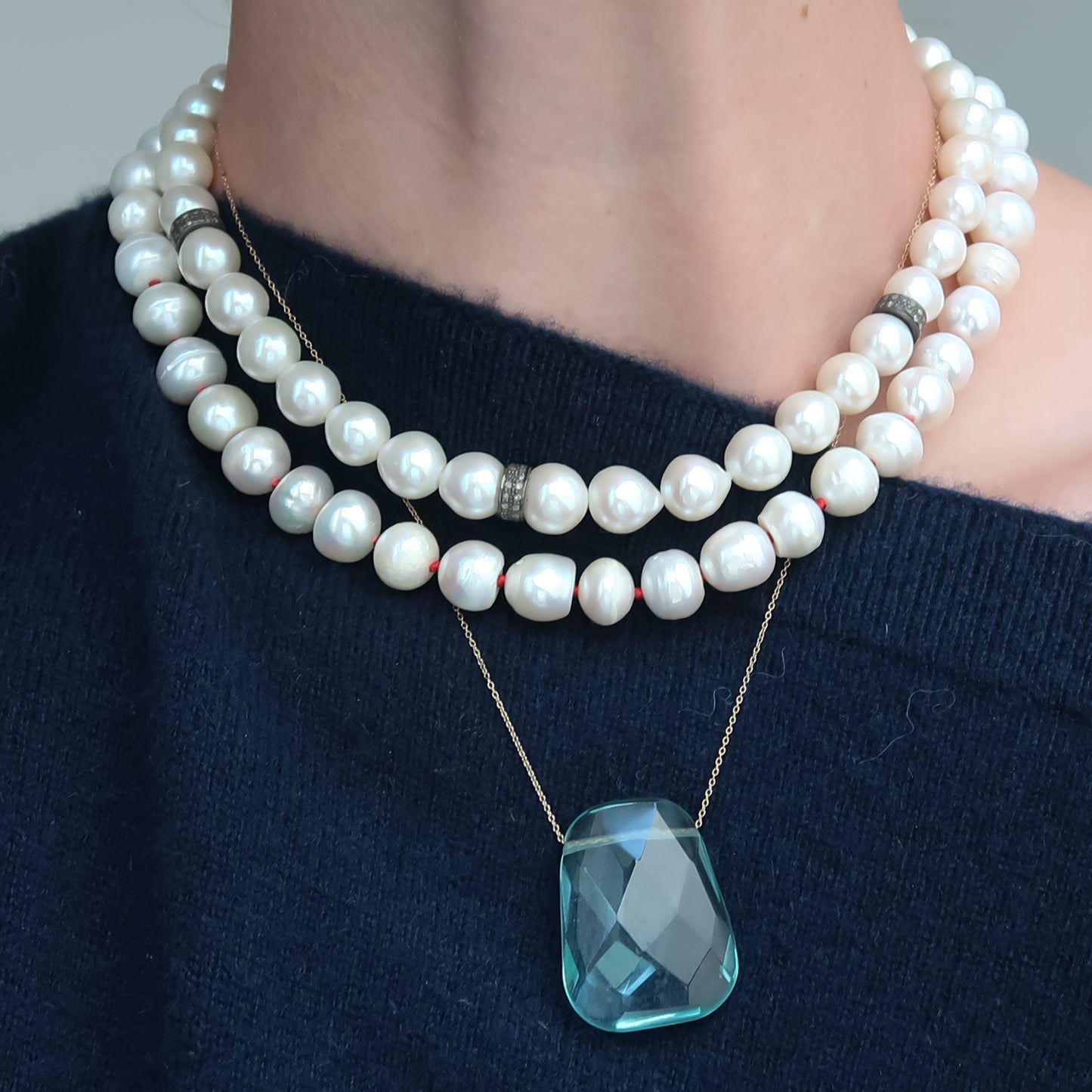 14K AQUAMARINE PENDANT NECKLACE