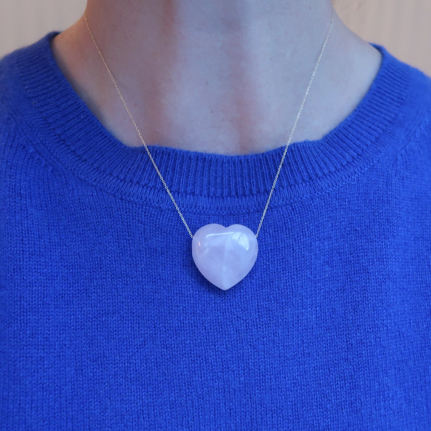 14K ROSE QUARTZ HEART PENDANT NECKLACE
