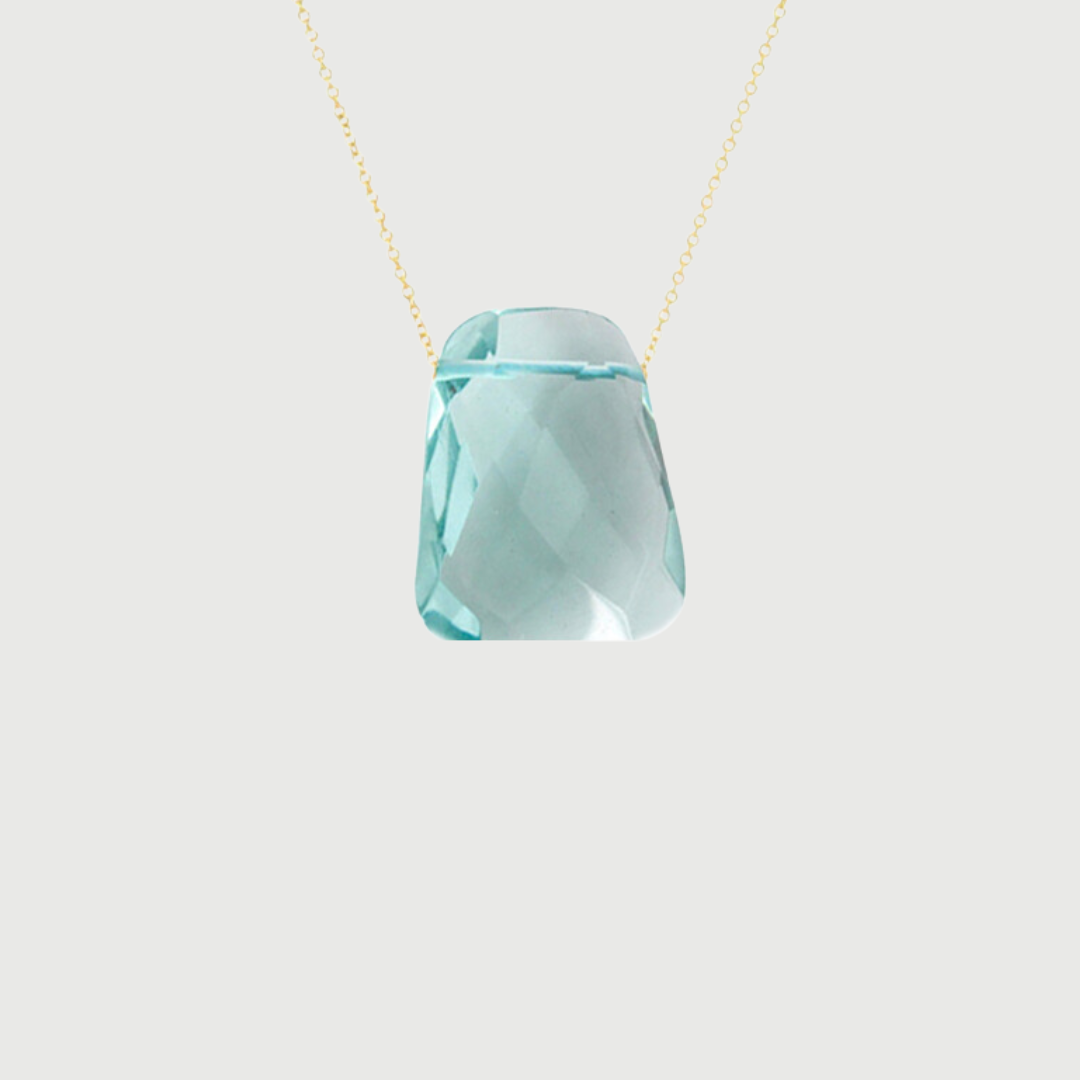 14K AQUAMARINE PENDANT NECKLACE