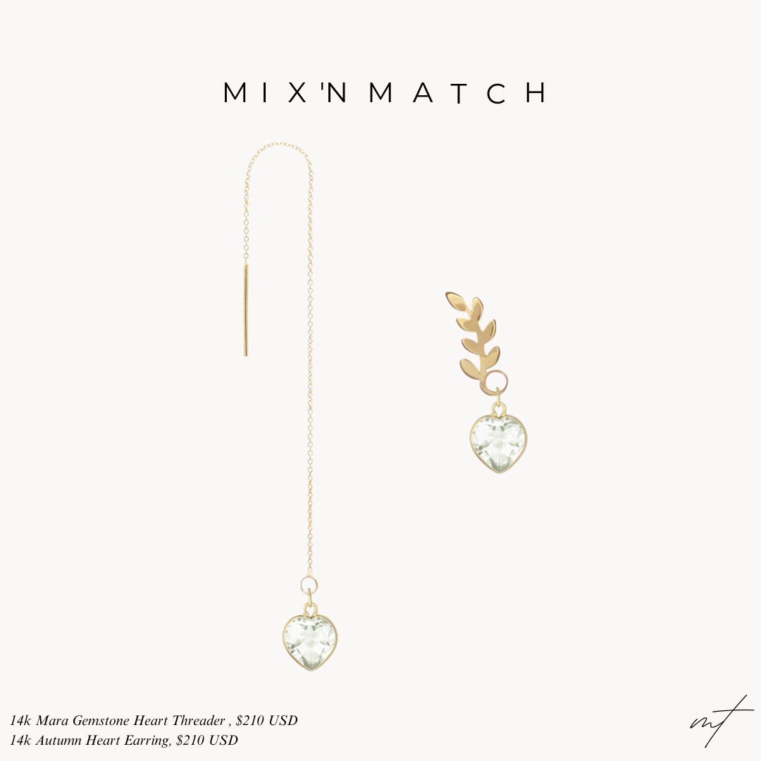 14K AUTUMN HEART EARRING