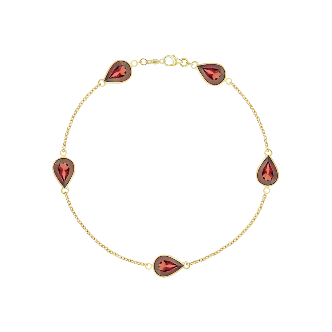 14K TEARDROP GEMSTONE CHAIN BRACELET