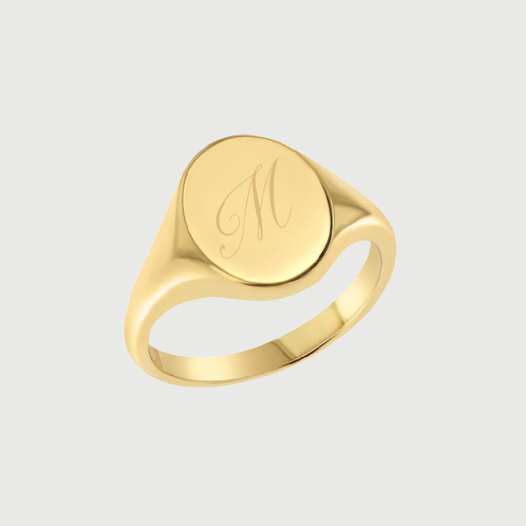 14K OVAL SIGNET RING