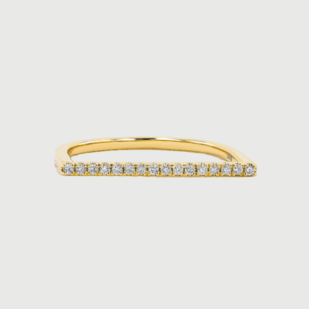 Bague diamant en T-bar en T-bar en or jaune 14k