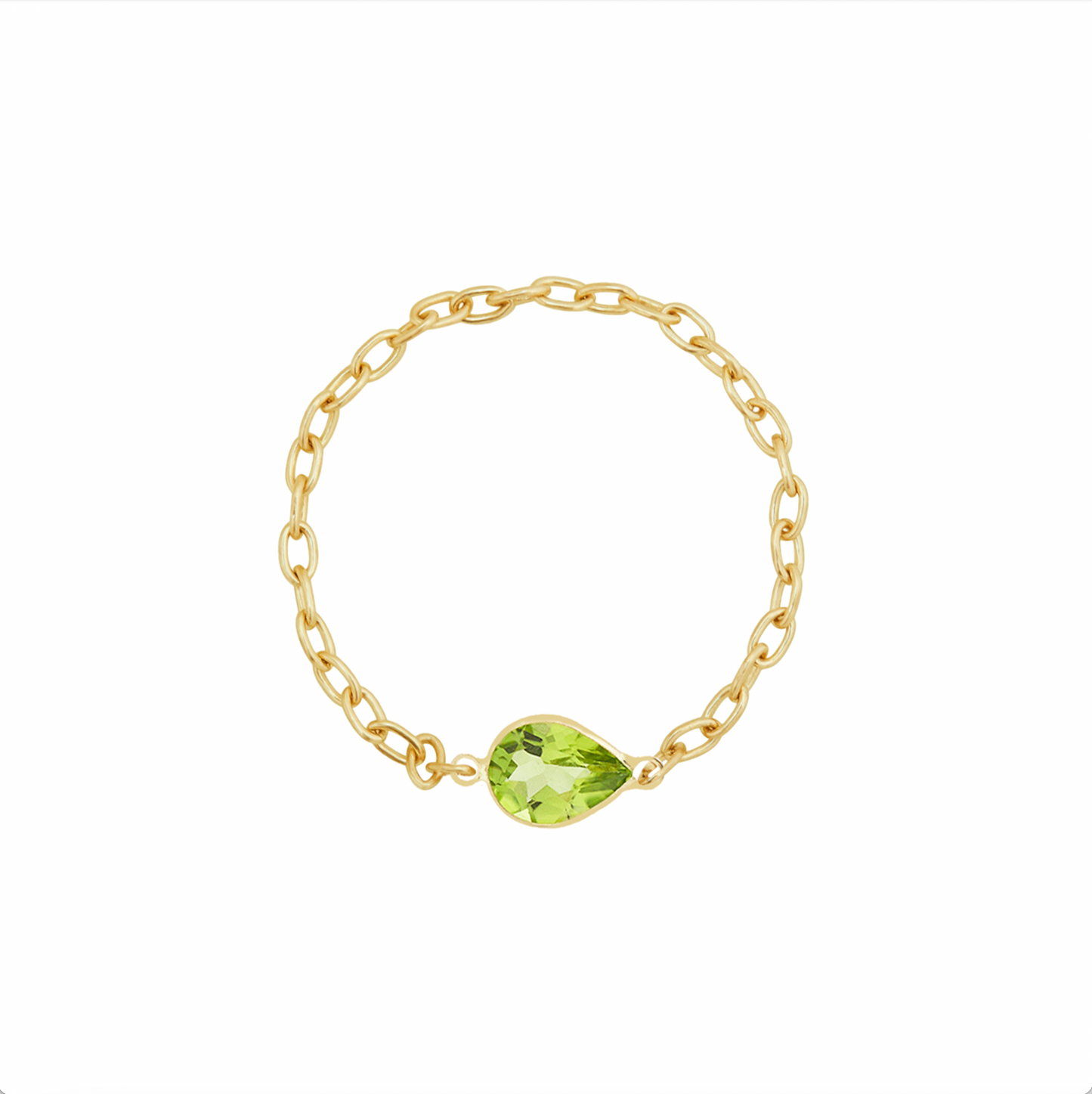 14K YELLOW GOLD TEARDROP GEMSTONE CHAIN RING