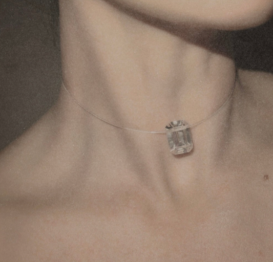 10ct Emerald Cut Floating Diamanté Necklace