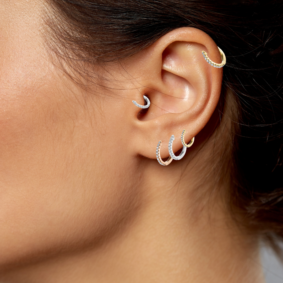 14k Mini Pavé Diamond Huggies