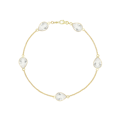 14k Teardrop Gemstone Chain Bracelet