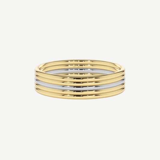 14k Ribbed Mixed Metal Band