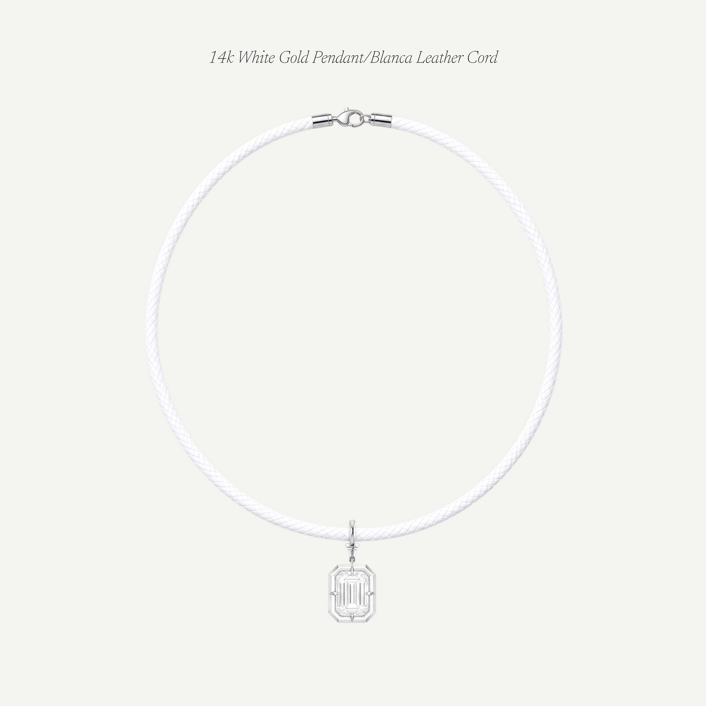 2.5ct Emerald Cut Diamond Bullseye Pendant With Leather Cord
