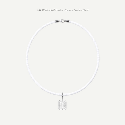 2.5ct Emerald Cut Diamond Bullseye Pendant With Leather Cord