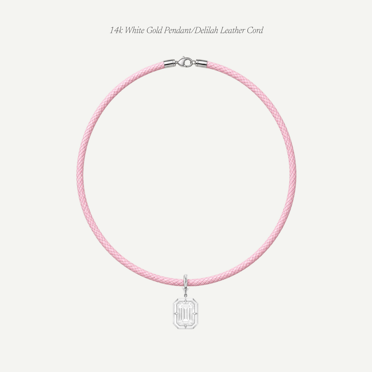 2.5ct Emerald Cut Diamond Bullseye Pendant With Leather Cord