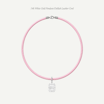2.5ct Emerald Cut Diamond Bullseye Pendant With Leather Cord