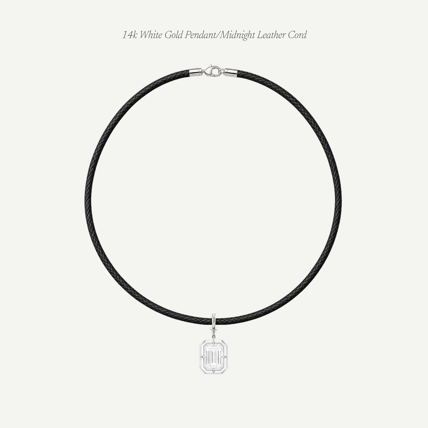2.5ct Emerald Cut Diamond Bullseye Pendant With Leather Cord