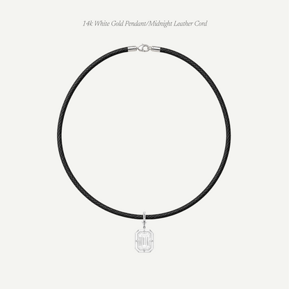 2.5ct Emerald Cut Diamond Bullseye Pendant With Leather Cord