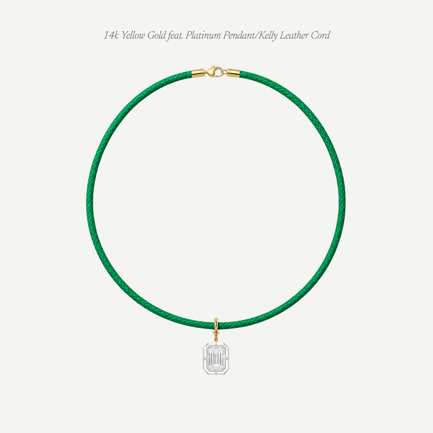 2.5ct Emerald Cut Diamond Bullseye Pendant With Leather Cord