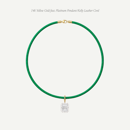 2.5ct Emerald Cut Diamond Bullseye Pendant With Leather Cord