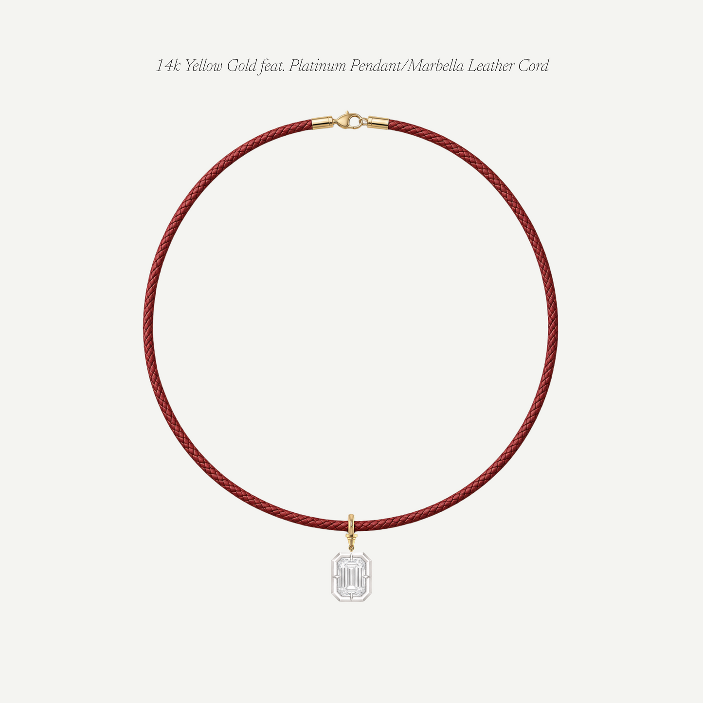 2.5ct Emerald Cut Diamond Bullseye Pendant With Leather Cord