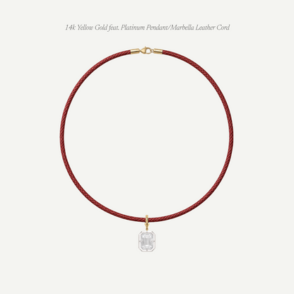 2.5ct Emerald Cut Diamond Bullseye Pendant With Leather Cord