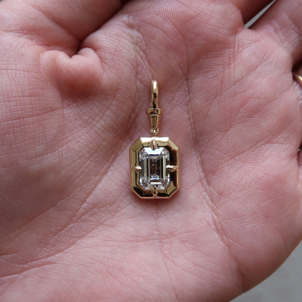 2.5ct Emerald Cut Diamond Bullseye Pendant