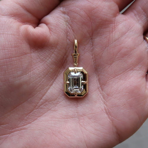 2.5ct Emerald Cut Diamond Bullseye Pendant