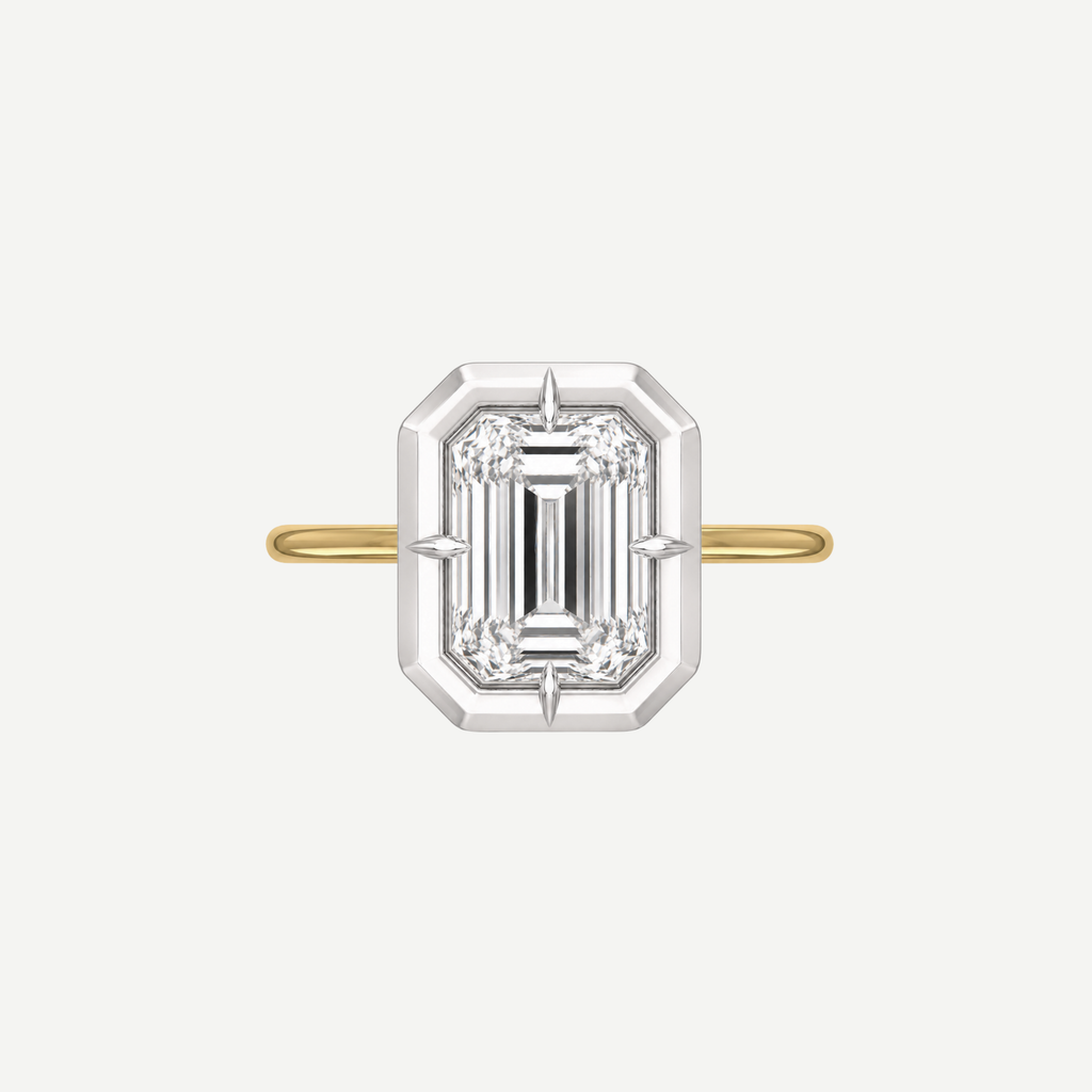 2ct Emerald Cut Diamond Bullseye Ring