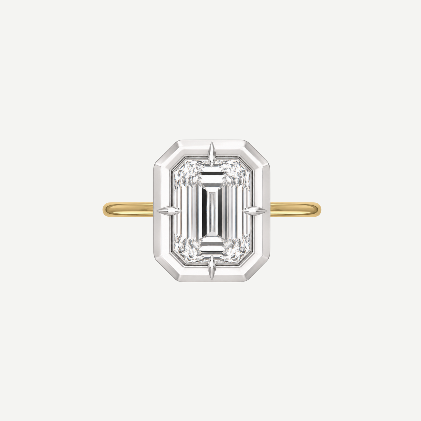 2ct Emerald Cut Diamond Bullseye Ring