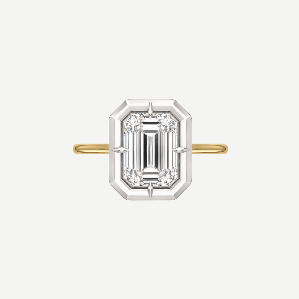2ct Emerald Cut Diamond Bullseye Ring
