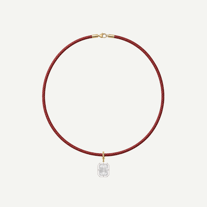 2.5ct Emerald Cut Diamond Bullseye Pendant With Leather Cord