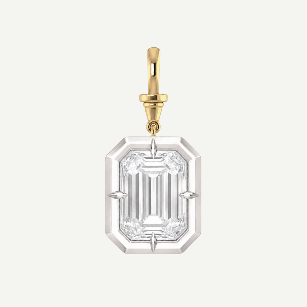2.5ct Emerald Cut Diamond Bullseye Pendant