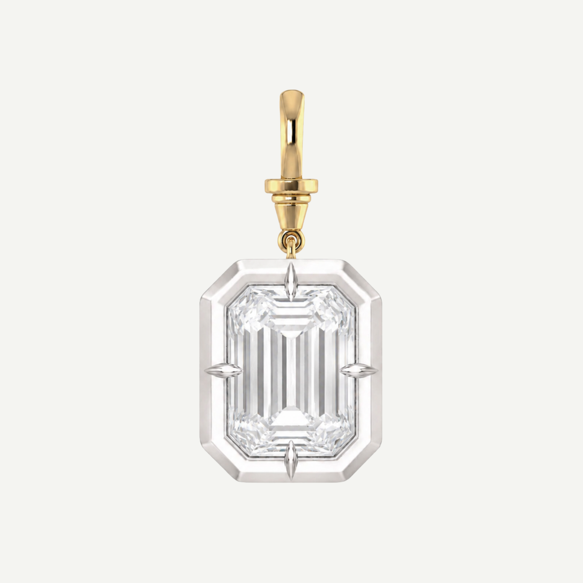 2.5ct Emerald Cut Diamond Bullseye Pendant
