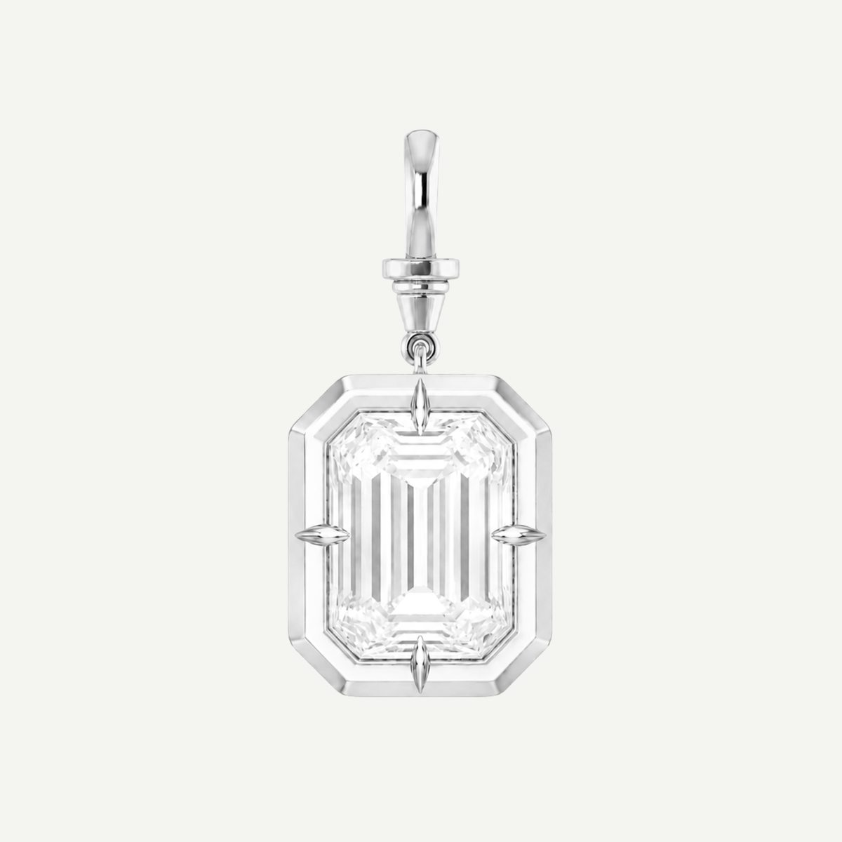 2.5ct Emerald Cut Diamond Bullseye Pendant