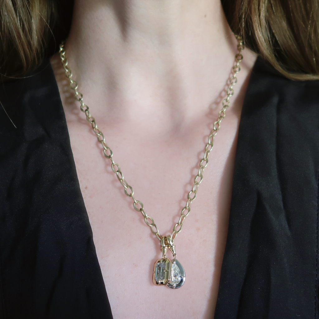 2.5ct Emerald Cut Diamond Bullseye Pendant