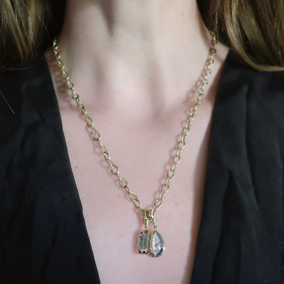 2.5ct Emerald Cut Diamond Bullseye Pendant