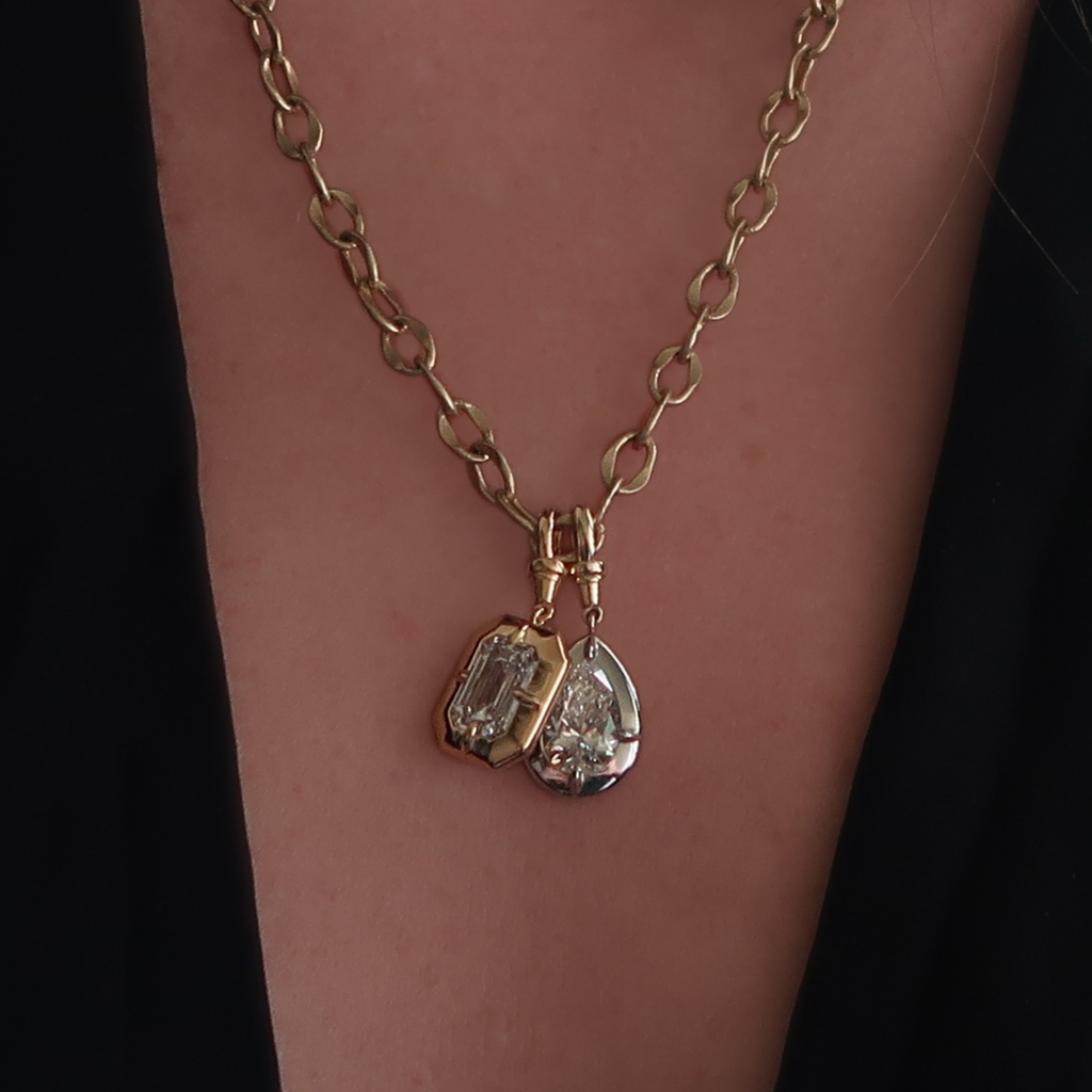 2ct Pear Diamond Bullseye Pendant