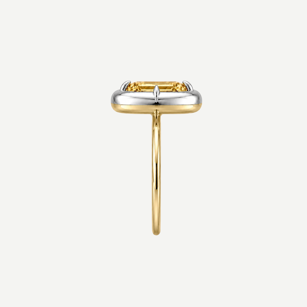 2ct Emerald Cut Citrine Bullseye Ring