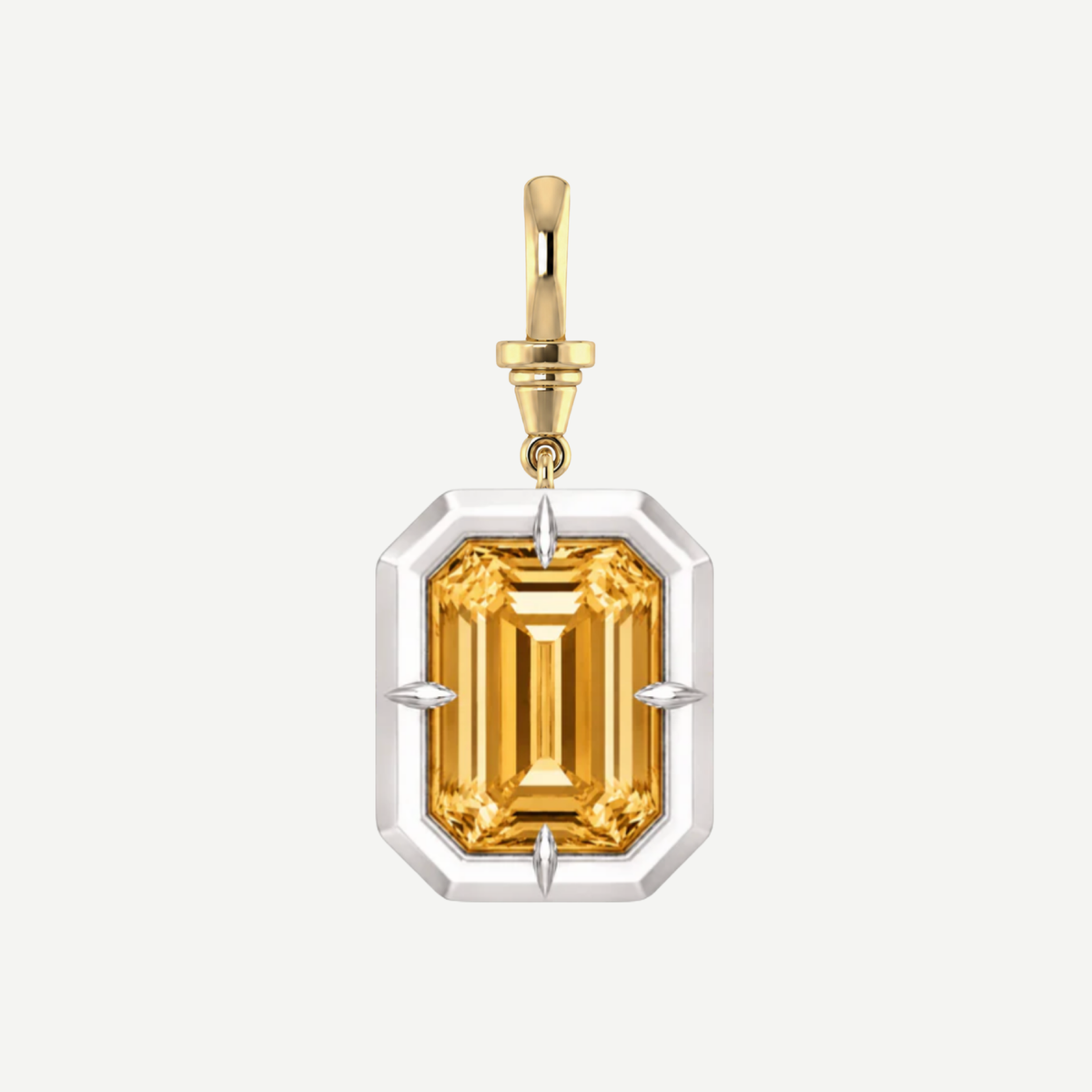 2ct Emerald Cut Citrine Bullseye Pendant