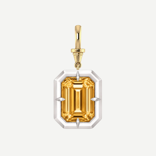 2ct Emerald Cut Citrine Bullseye Pendant
