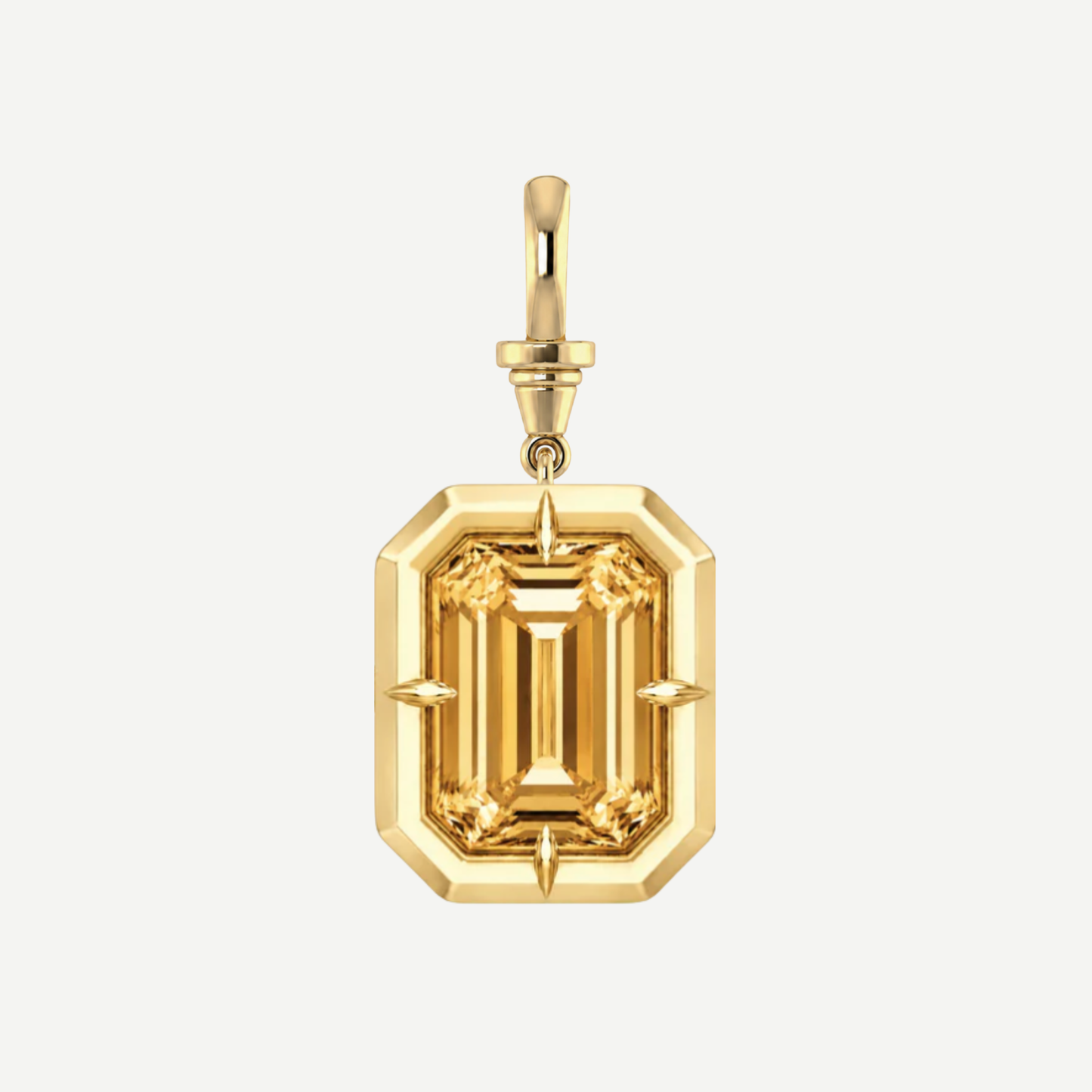 2ct Emerald Cut Citrine Bullseye Pendant