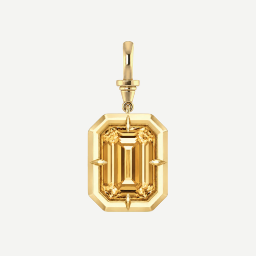 2ct Emerald Cut Citrine Bullseye Pendant