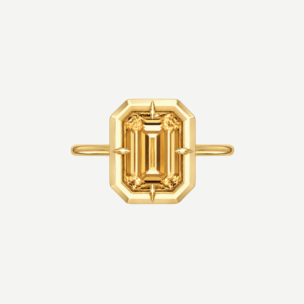 2ct Emerald Cut Citrine Bullseye Ring