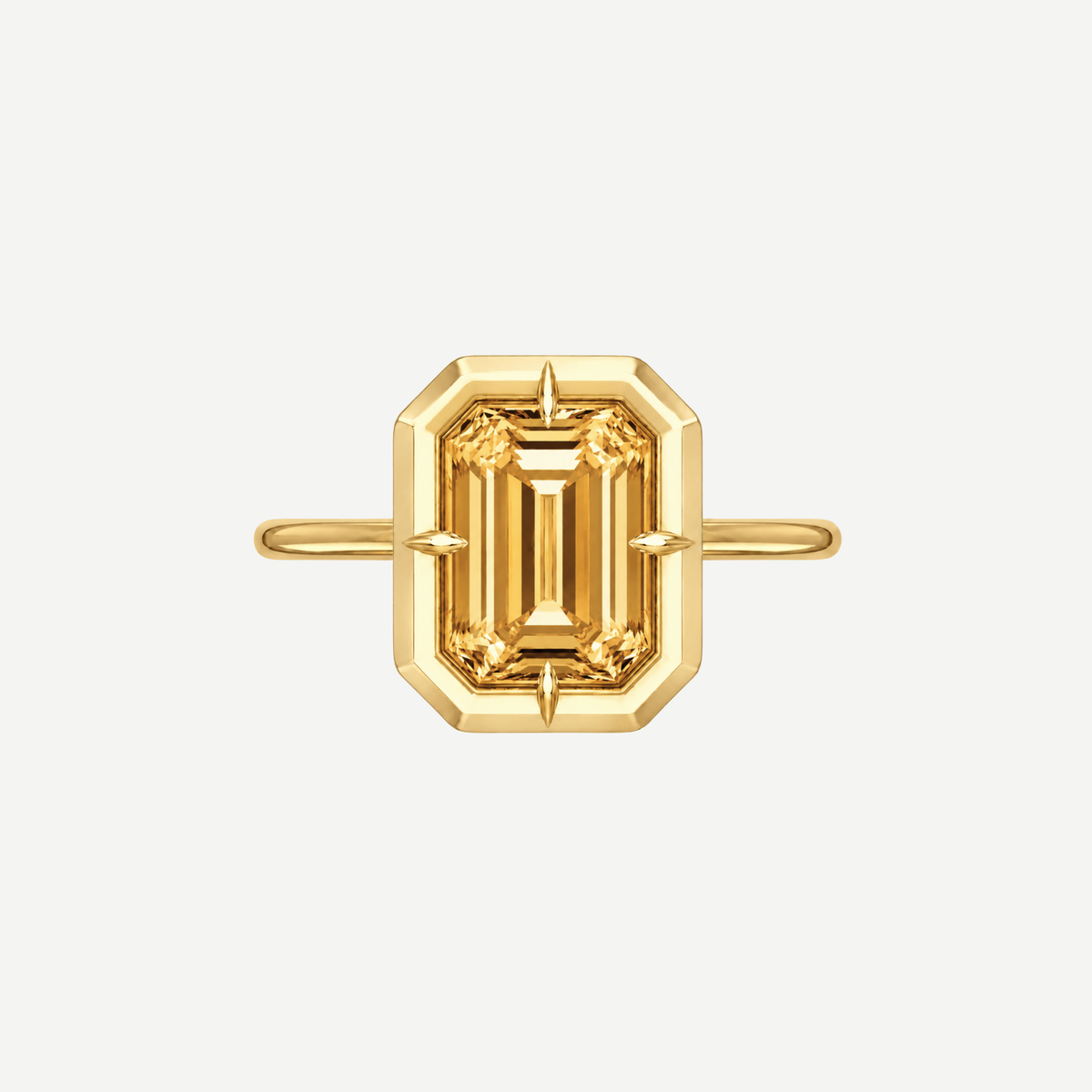 2ct Emerald Cut Citrine Bullseye Ring