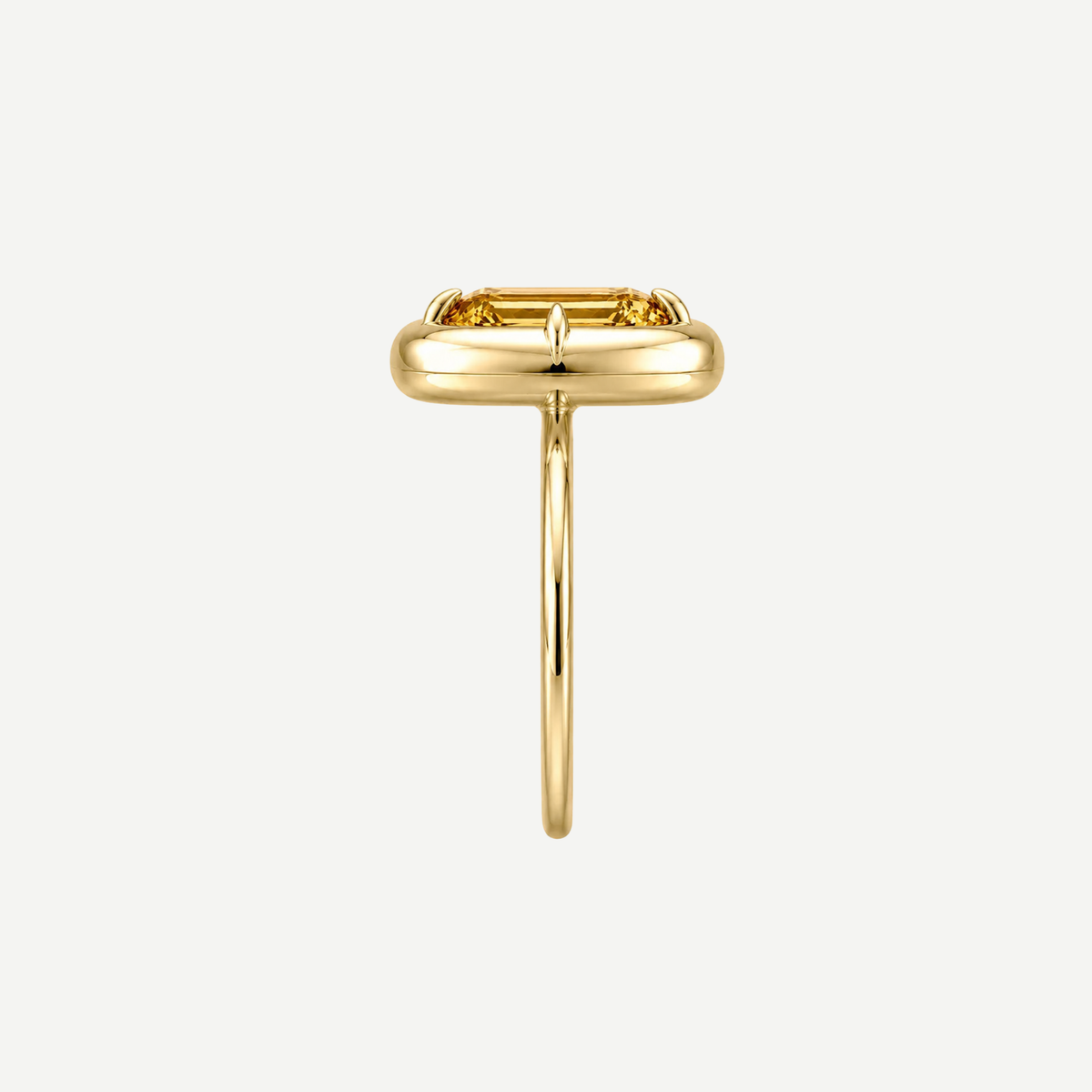 2ct Emerald Cut Citrine Bullseye Ring